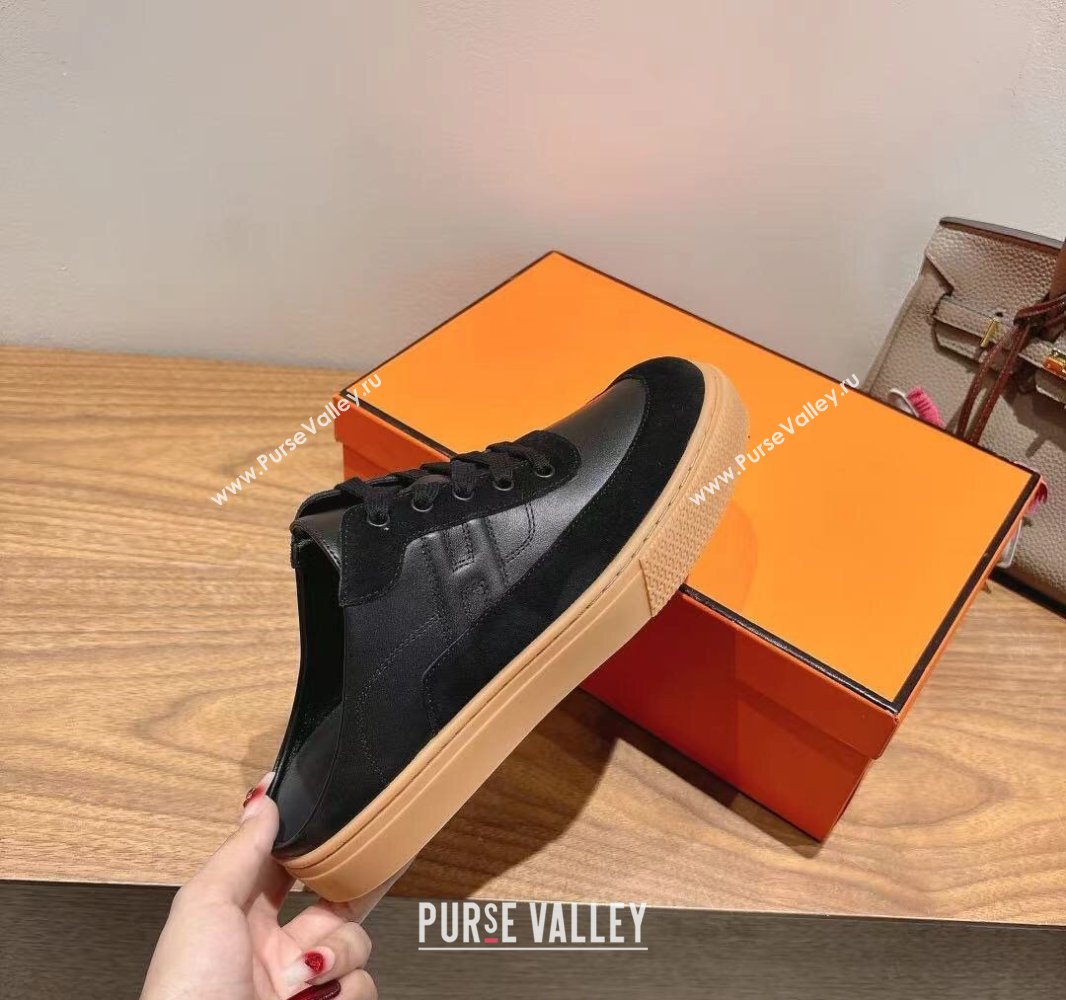 Hermes Keep Sneaker Mules in Calfskin and Suede Black 2025 0418 (XC-250418100)