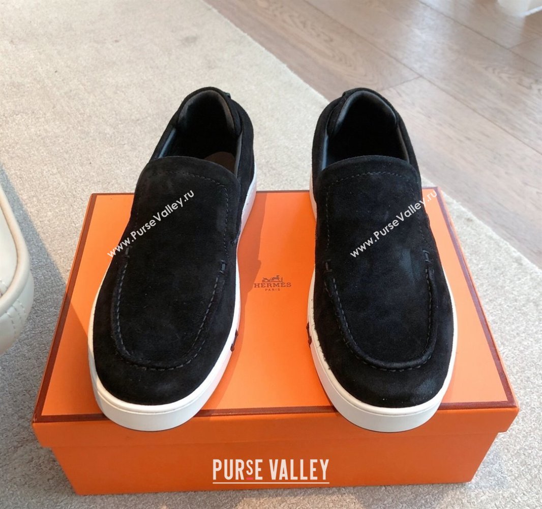 Hermes Kiddy Slip-on Sneakers in Suede Black 2025 0418 (XC-250418128)