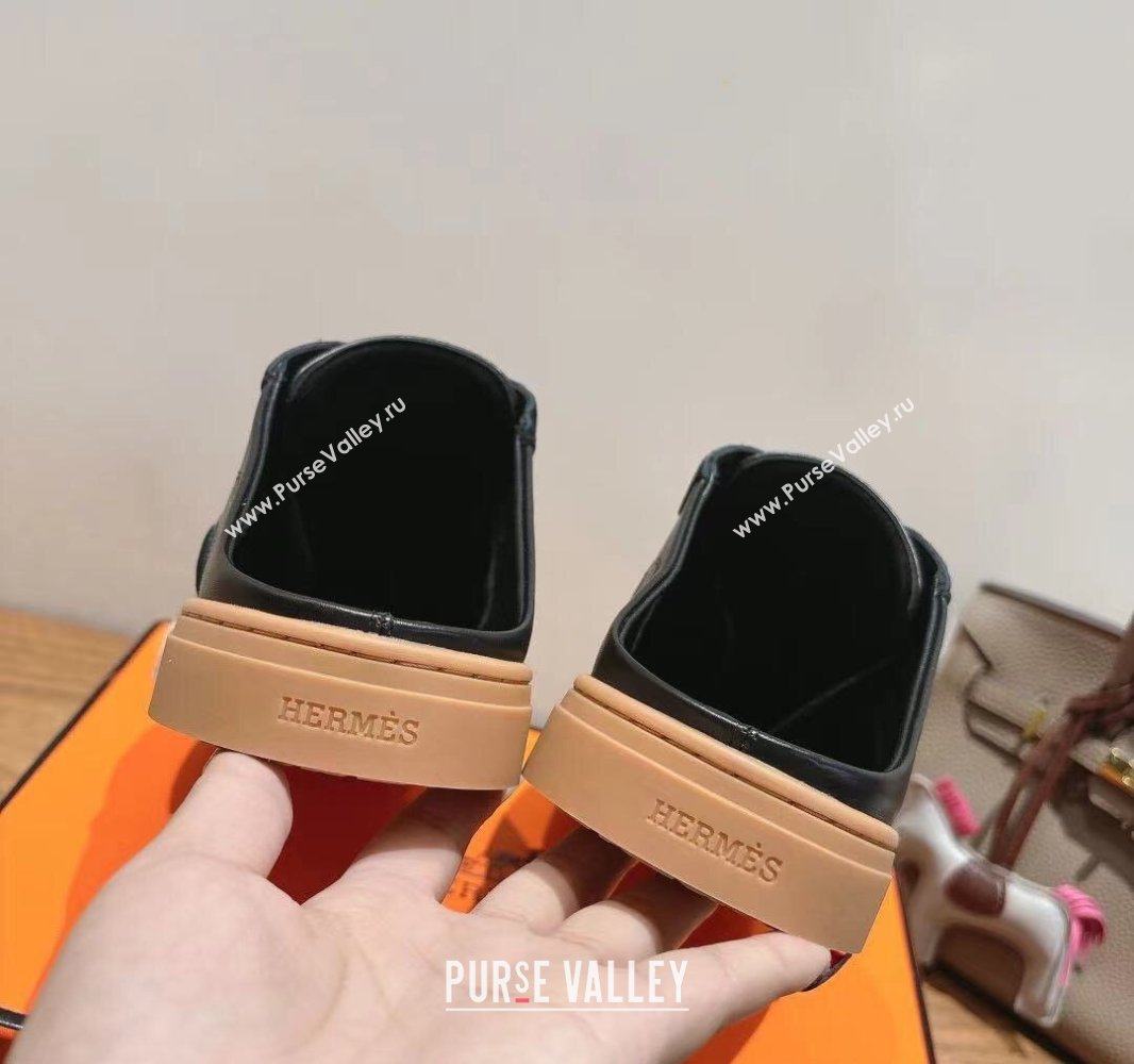 Hermes Keep Sneaker Mules in Calfskin and Suede Black 2025 0418 (XC-250418100)