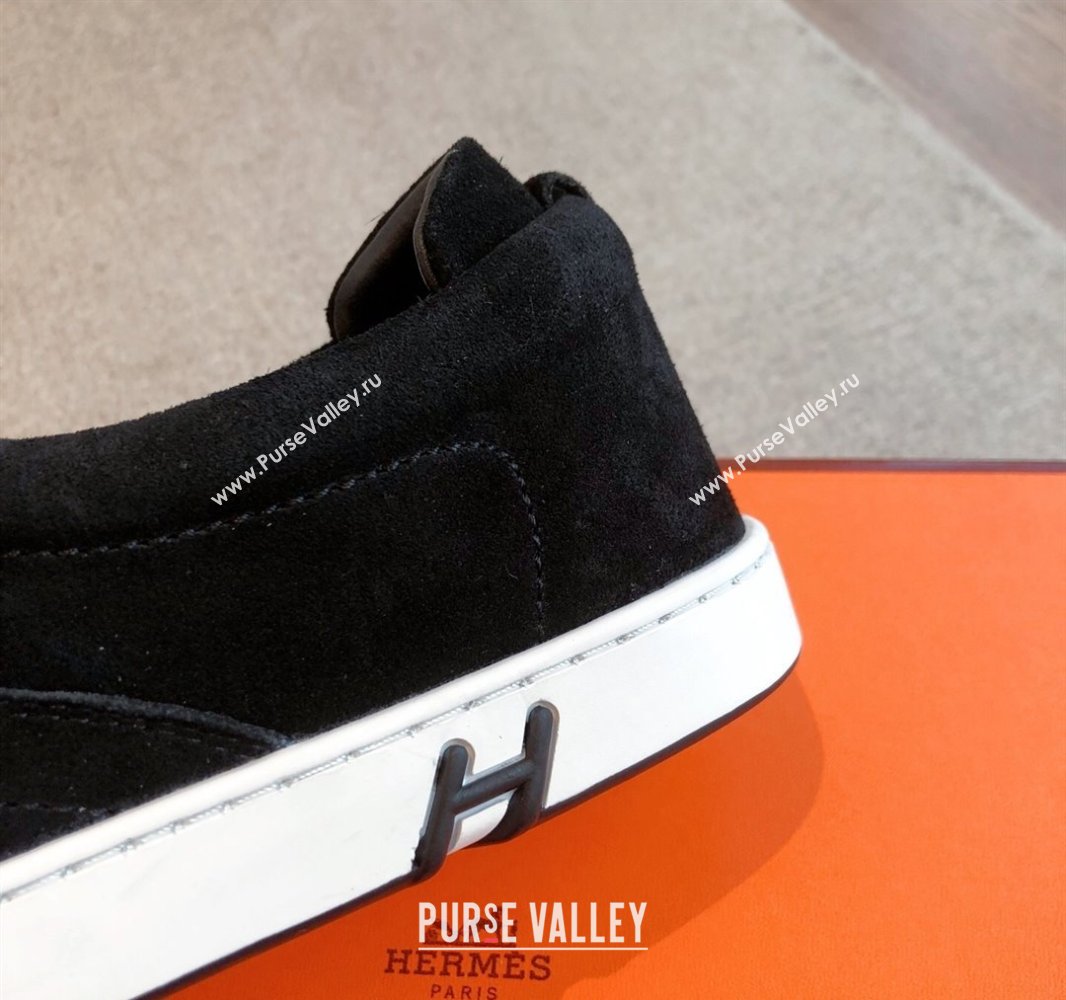 Hermes Kiddy Slip-on Sneakers in Suede Black 2025 0418 (XC-250418128)