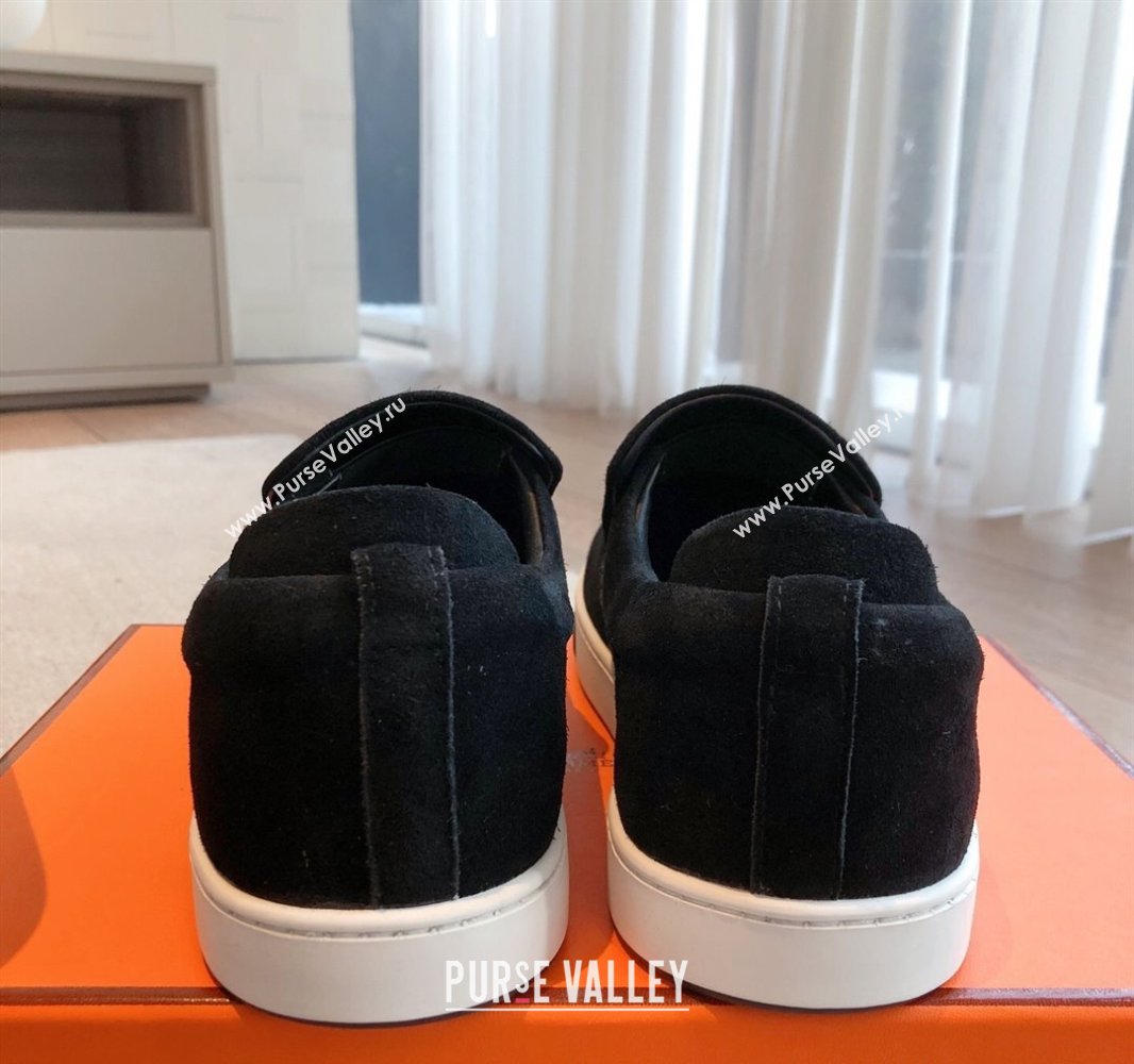 Hermes Kiddy Slip-on Sneakers in Suede Black 2025 0418 (XC-250418128)