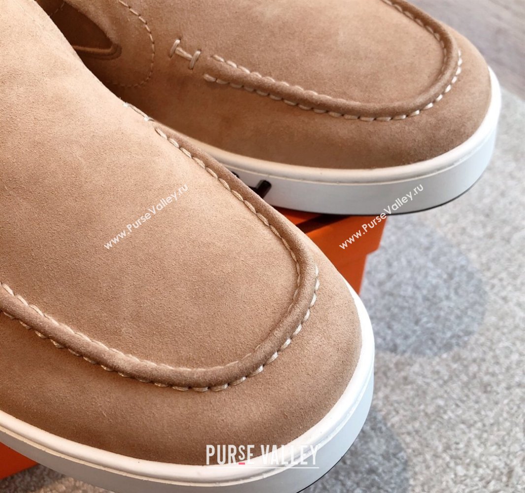 Hermes Kiddy Slip-on Sneakers in Suede Light Brown 2025 0418 (XC-250418129)