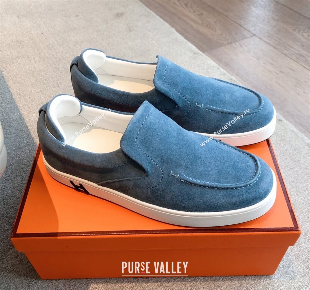 Hermes Kiddy Slip-on Sneakers in Suede Blue2 2025 0418 (XC-250418130)