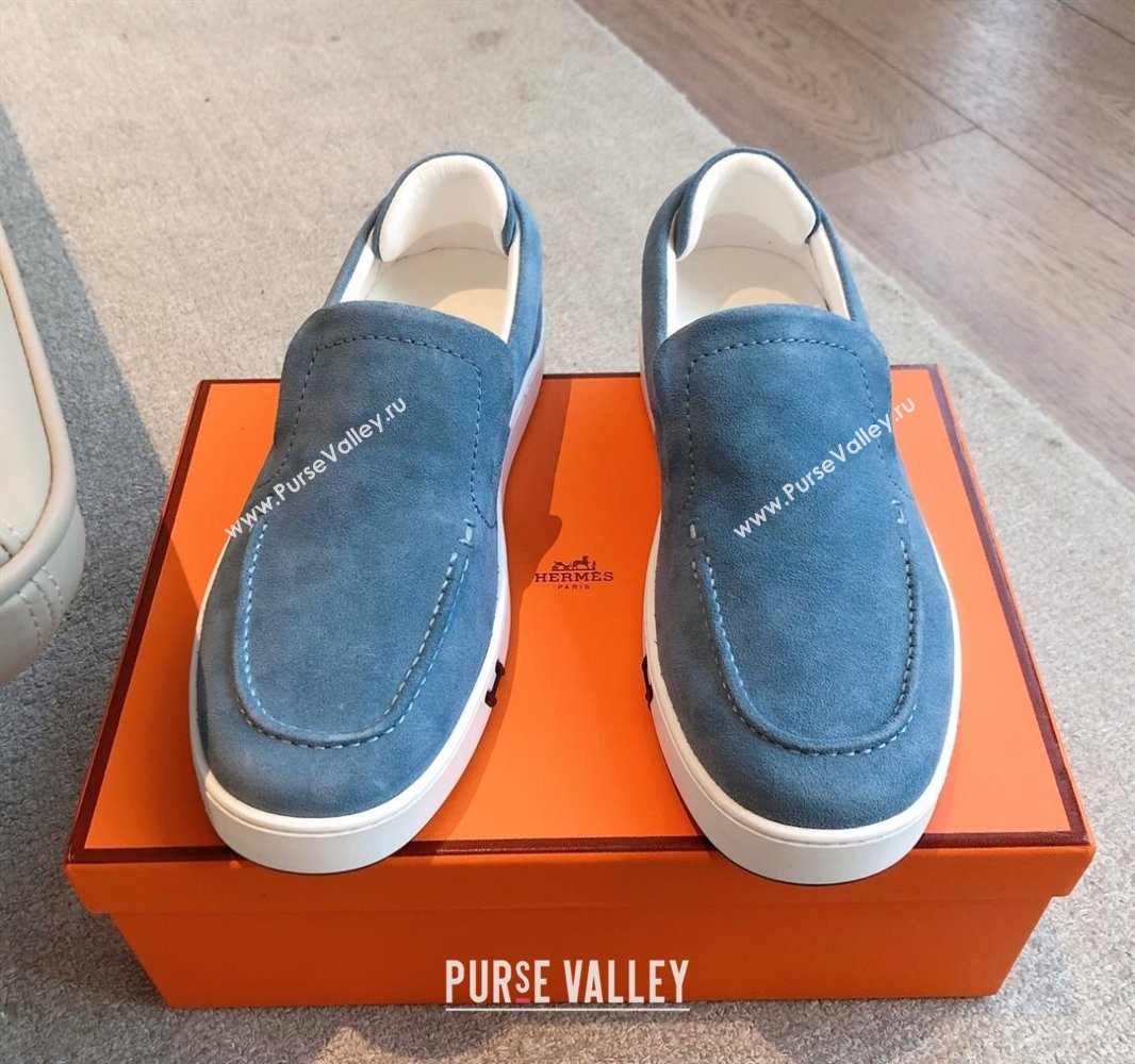 Hermes Kiddy Slip-on Sneakers in Suede Blue2 2025 0418 (XC-250418130)