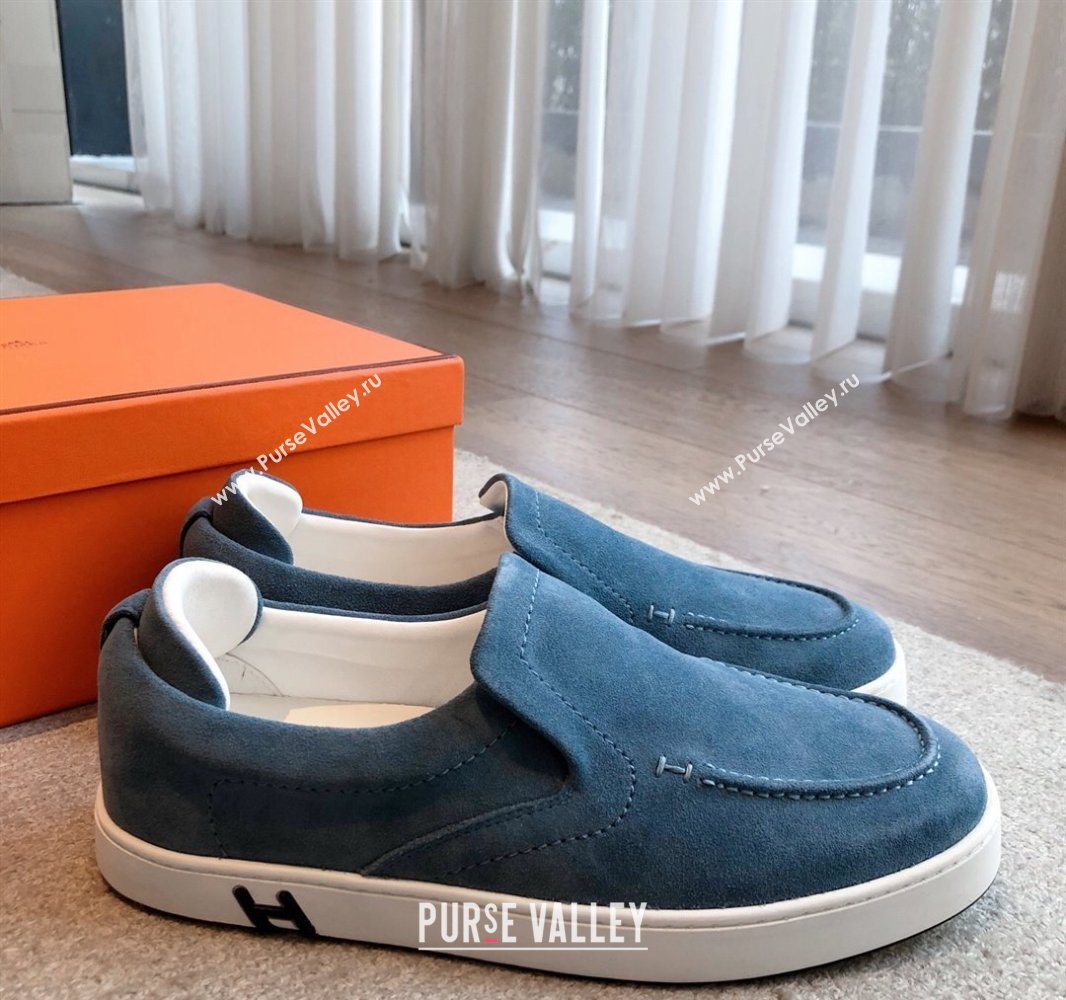 Hermes Kiddy Slip-on Sneakers in Suede Blue2 2025 0418 (XC-250418130)