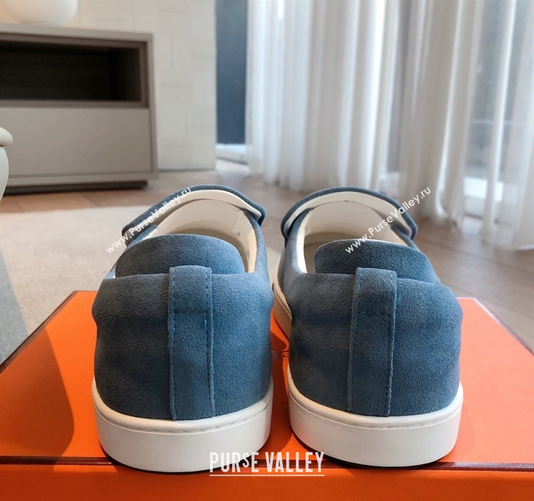Hermes Kiddy Slip-on Sneakers in Suede Blue2 2025 0418 (XC-250418130)