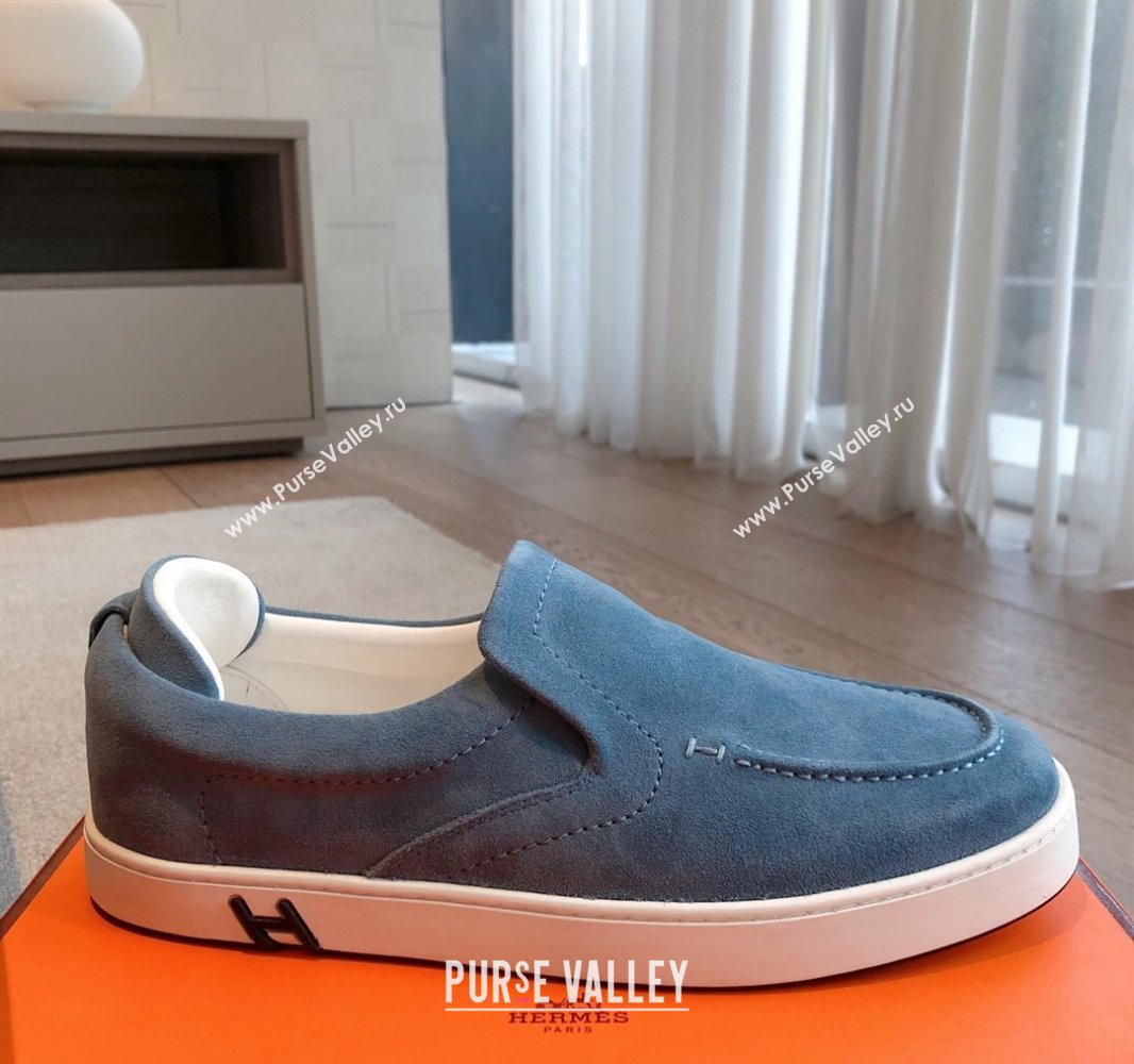 Hermes Kiddy Slip-on Sneakers in Suede Blue2 2025 0418 (XC-250418130)