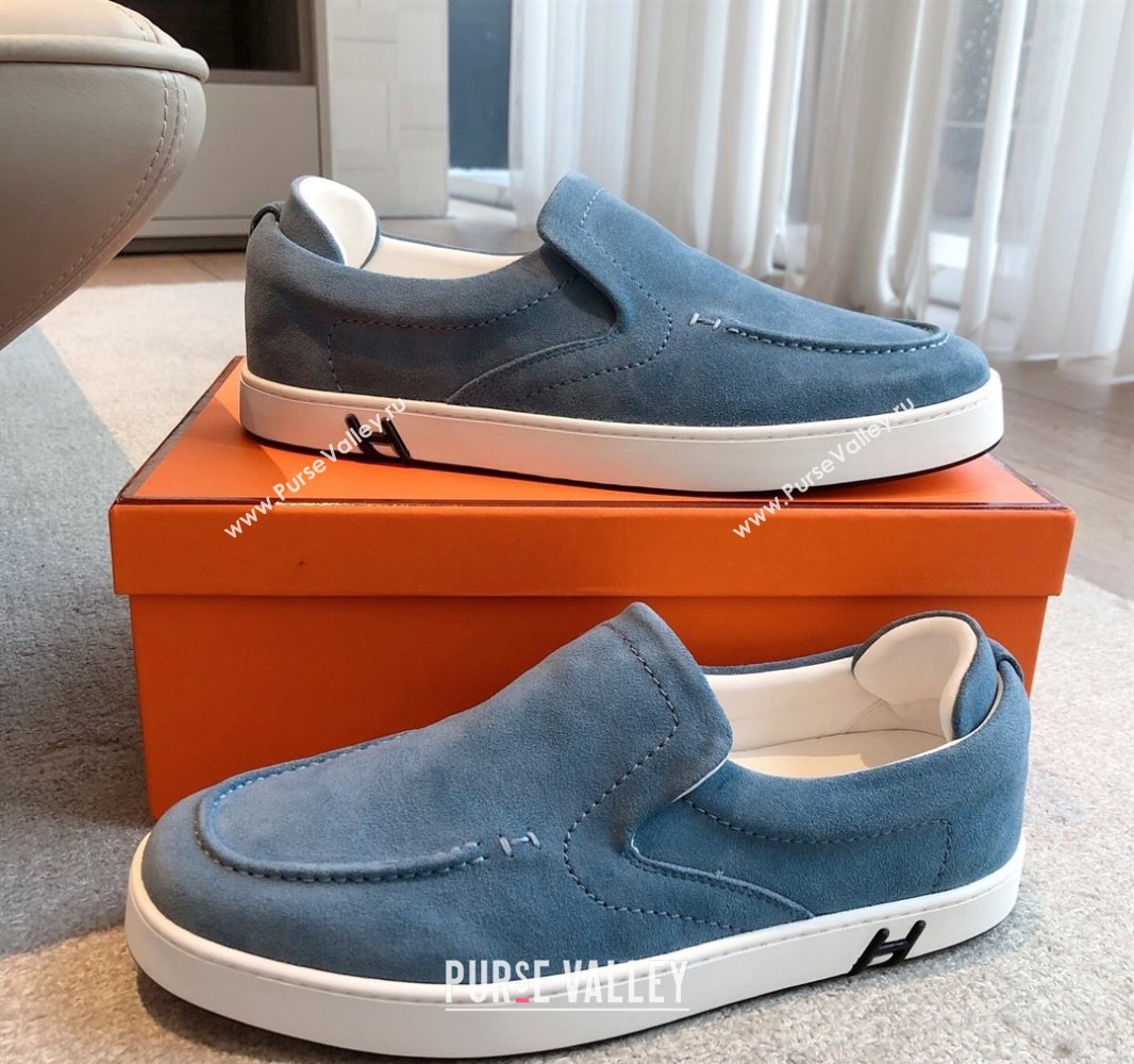 Hermes Kiddy Slip-on Sneakers in Suede Blue2 2025 0418 (XC-250418130)