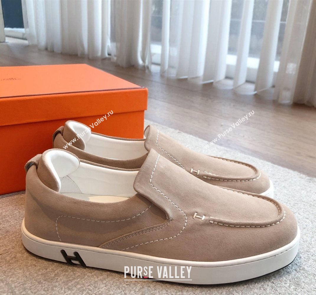 Hermes Kiddy Slip-on Sneakers in Suede Beige 2 2025 0418 (XC-250418132)