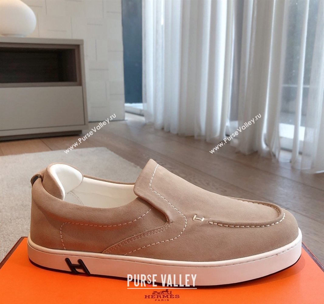 Hermes Kiddy Slip-on Sneakers in Suede Beige 2 2025 0418 (XC-250418132)