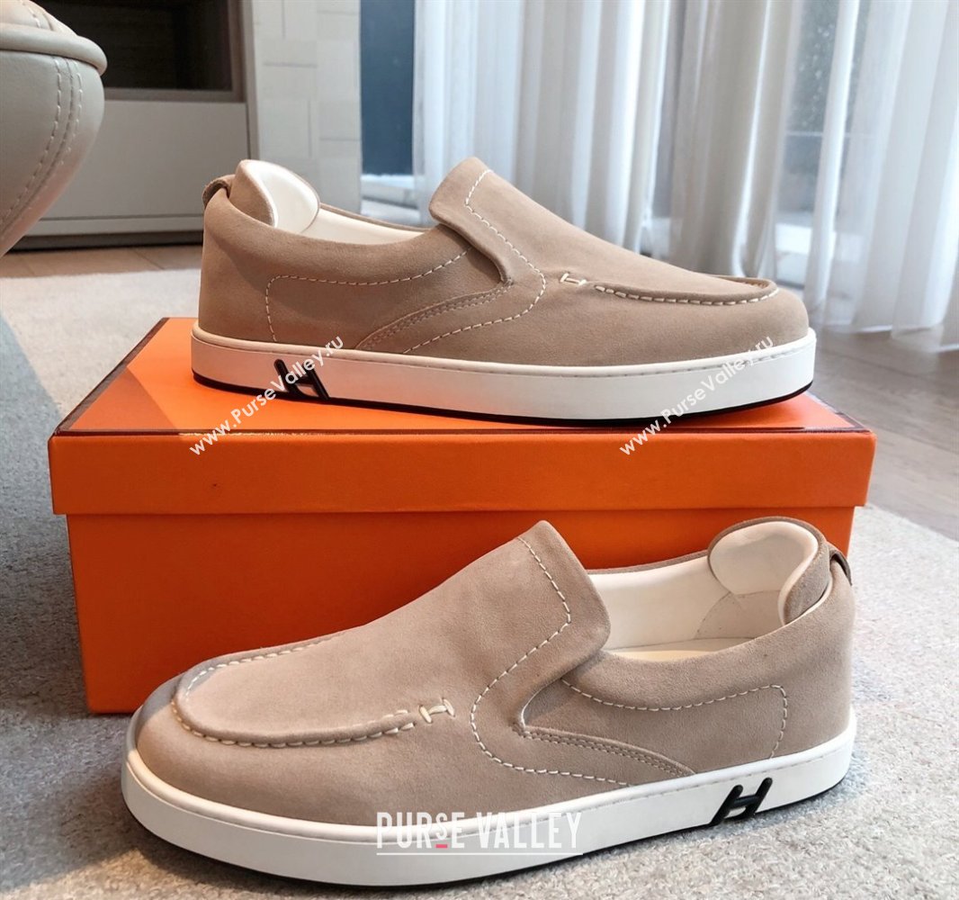 Hermes Kiddy Slip-on Sneakers in Suede Beige 2 2025 0418 (XC-250418132)