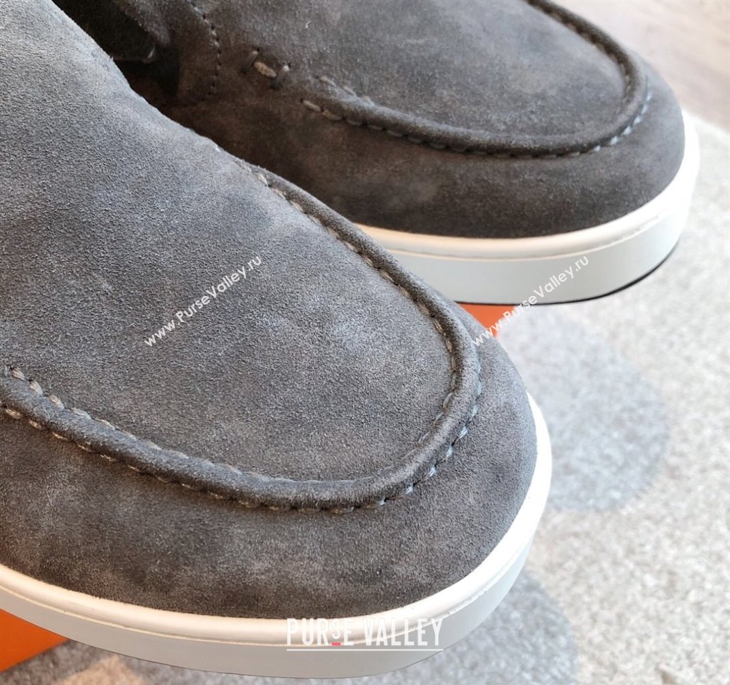 Hermes Kiddy Slip-on Sneakers in Suede Dark Grey 2025 0418 (XC-250418133)