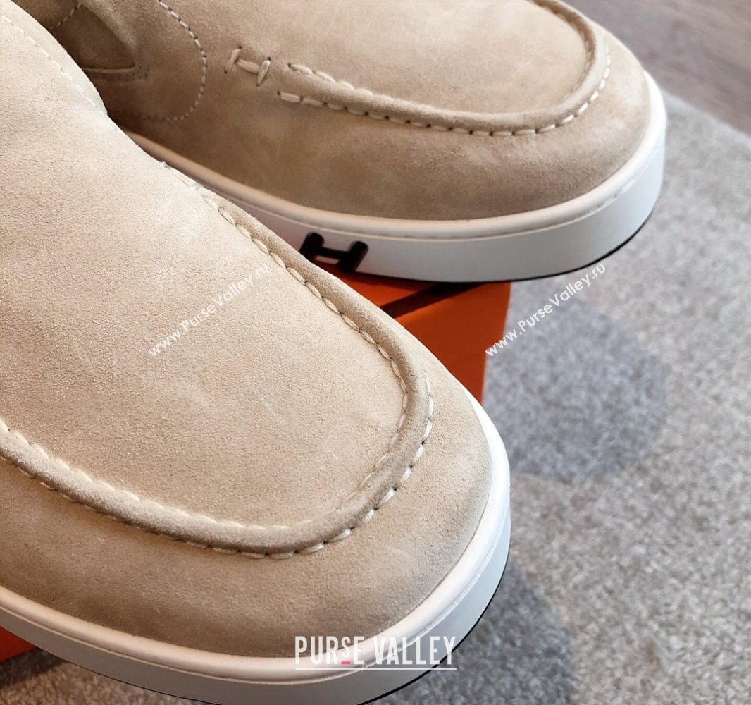 Hermes Kiddy Slip-on Sneakers in Suede Light Beige 2025 0418 (XC-250418135)