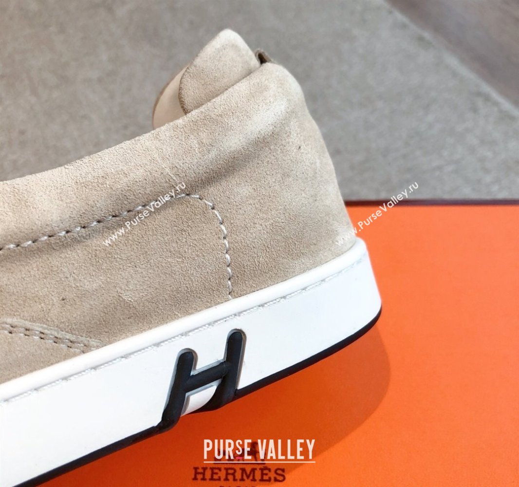 Hermes Kiddy Slip-on Sneakers in Suede Light Beige 2025 0418 (XC-250418135)