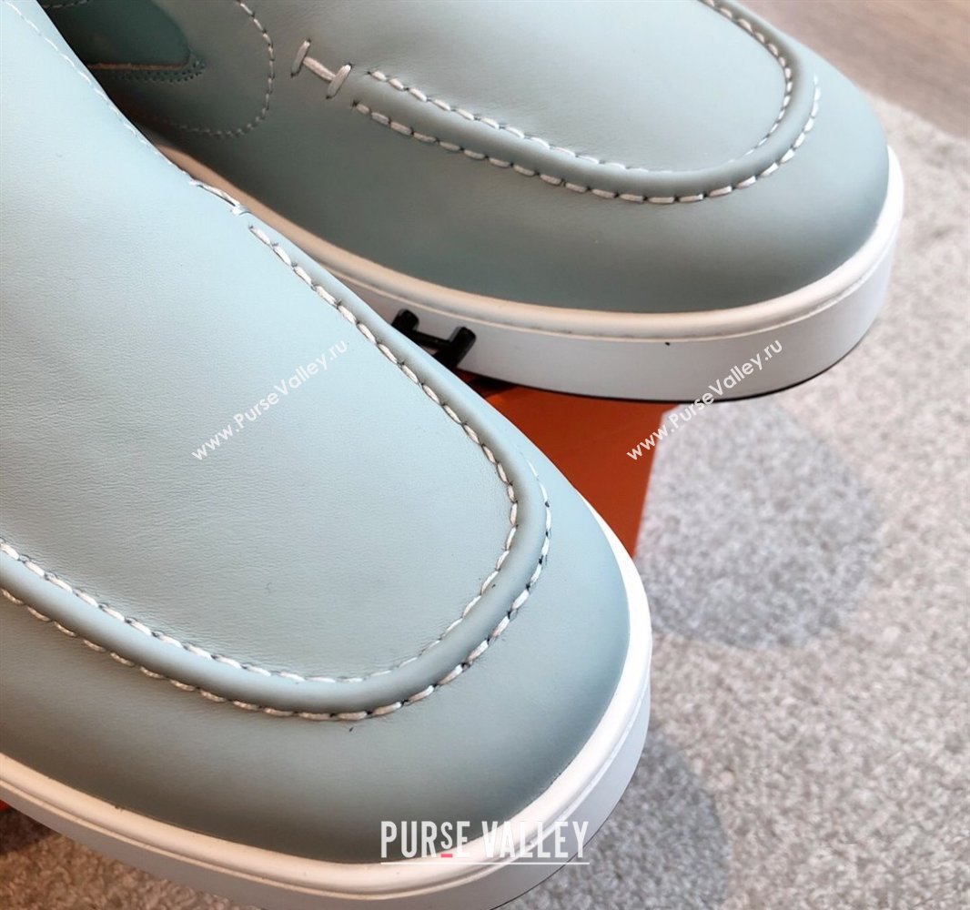 Hermes Kiddy Slip-on Sneakers in Calfskin Leather Dusty Green 2025 0418 (XC-250418136)