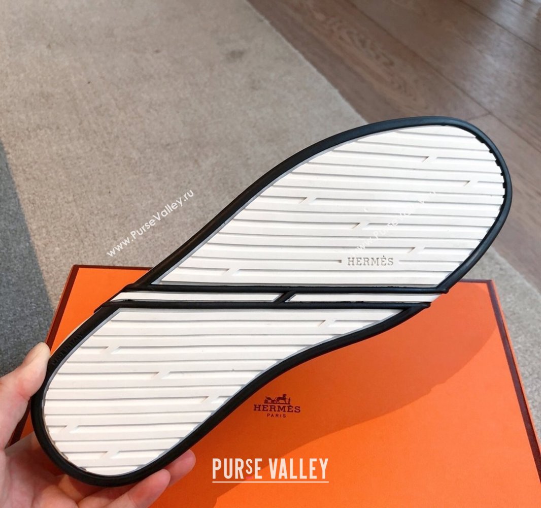 Hermes Kiddy Slip-on Sneakers in Calfskin Leather Dusty Green 2025 0418 (XC-250418136)