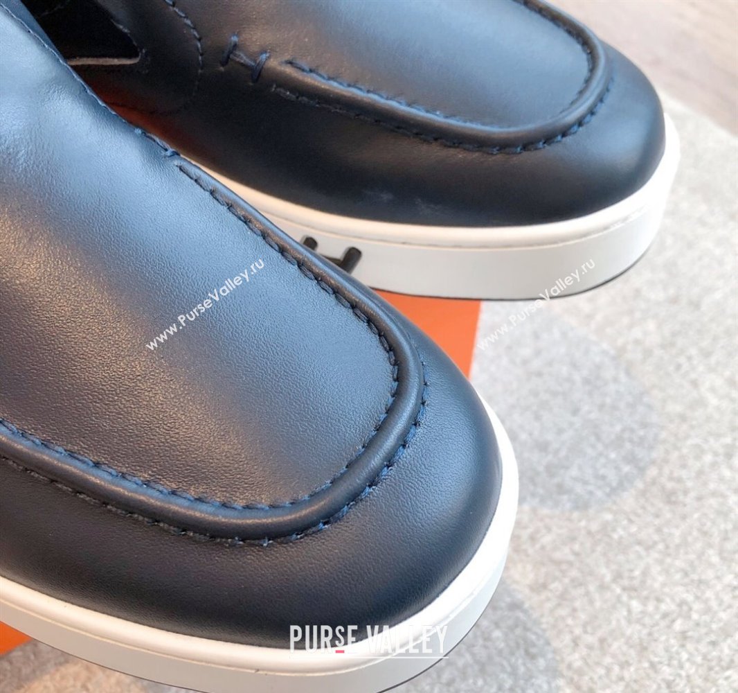 Hermes Kiddy Slip-on Sneakers in Calfskin Leather Dark Blue 2025 0418 (XC-250418144)