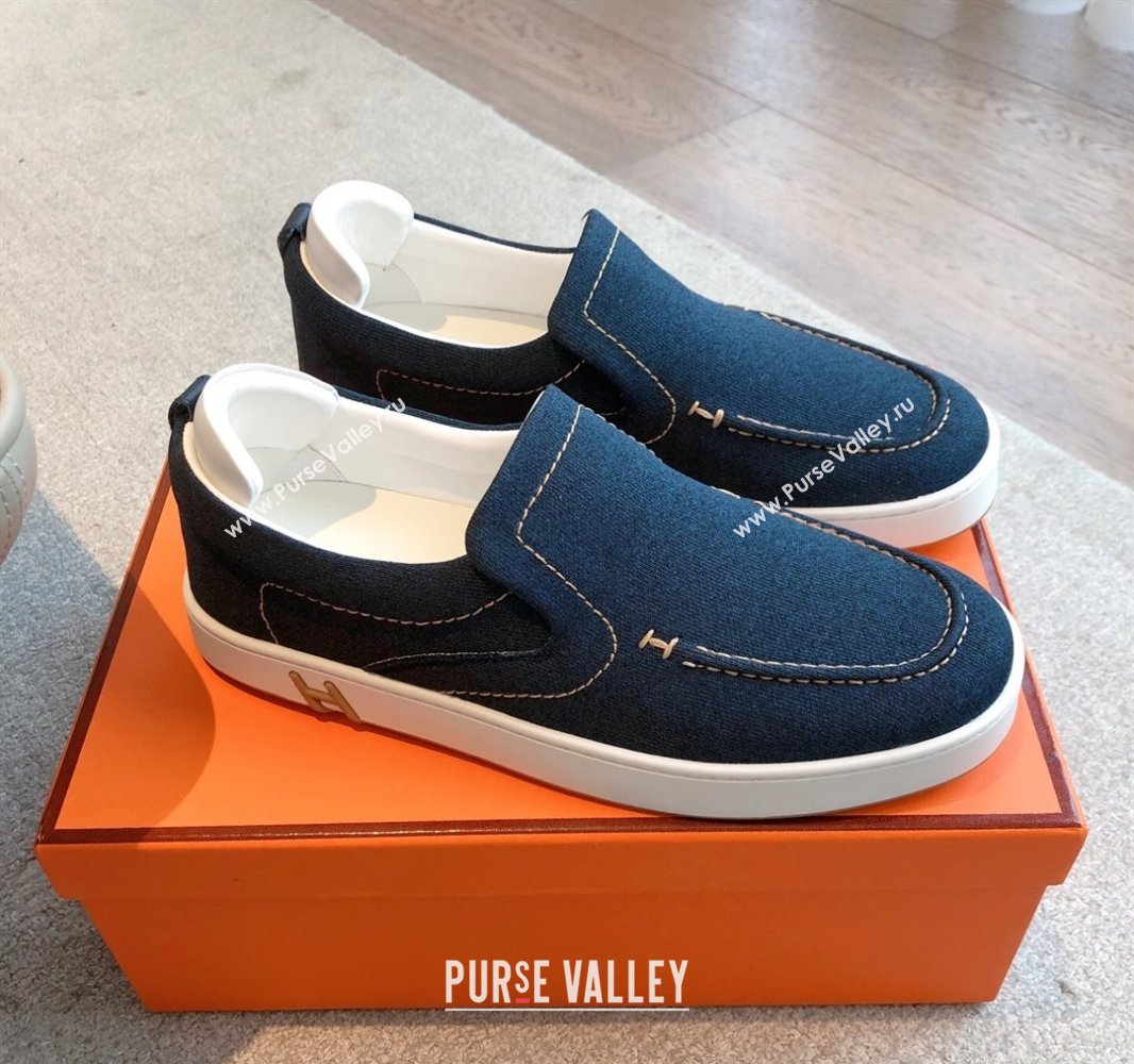 Hermes Kiddy Slip-on Sneakers in Knit Fabric Blue2 2025 0418 (XC-250418150)