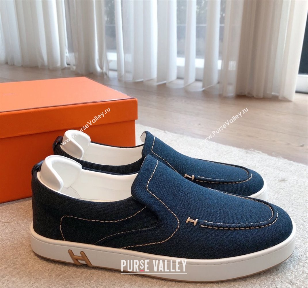 Hermes Kiddy Slip-on Sneakers in Knit Fabric Blue2 2025 0418 (XC-250418150)