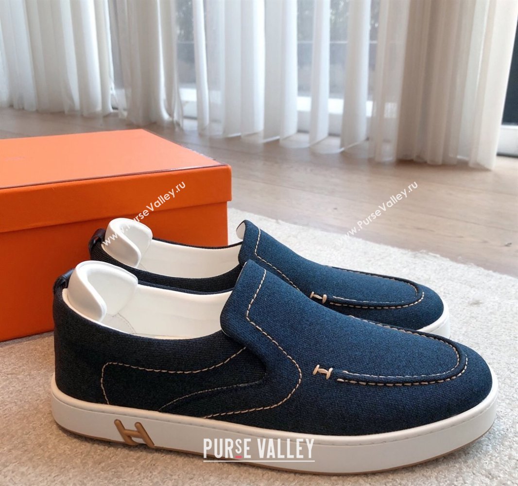 Hermes Kiddy Slip-on Sneakers in Knit Fabric Blue2 2025 0418 (XC-250418150)