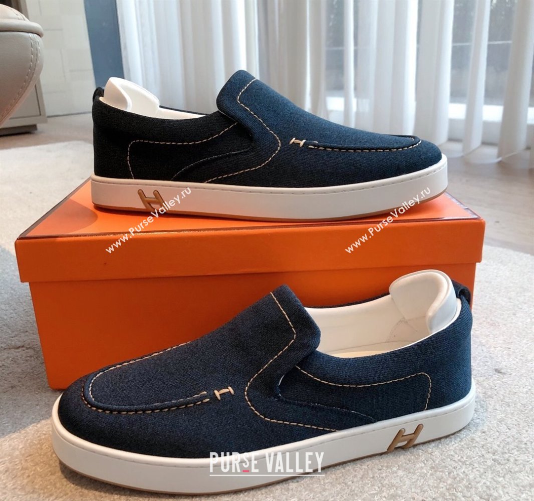 Hermes Kiddy Slip-on Sneakers in Knit Fabric Blue2 2025 0418 (XC-250418150)