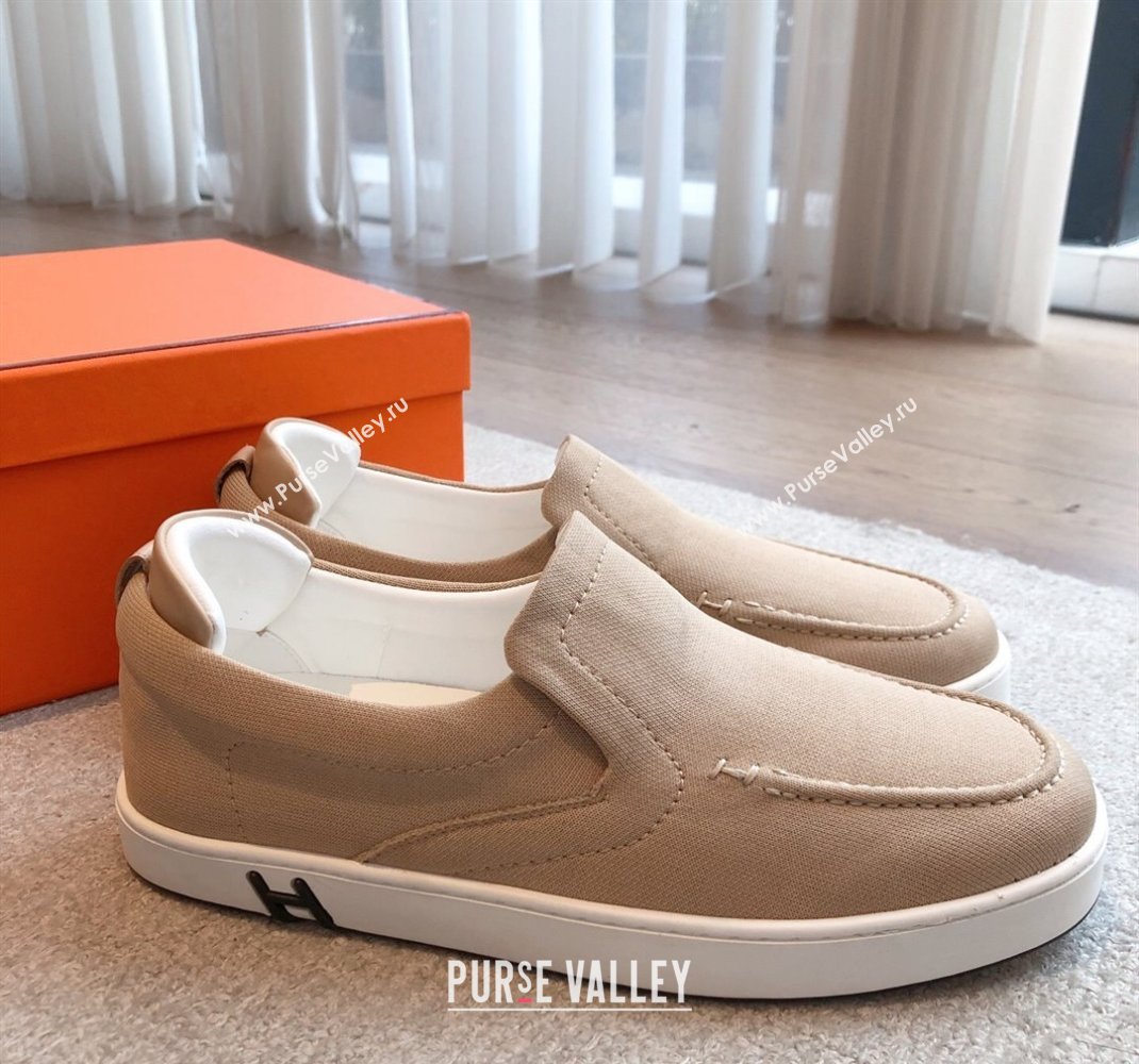 Hermes Kiddy Slip-on Sneakers in Knit Fabric Beige 2025 0418 (XC-250418152)