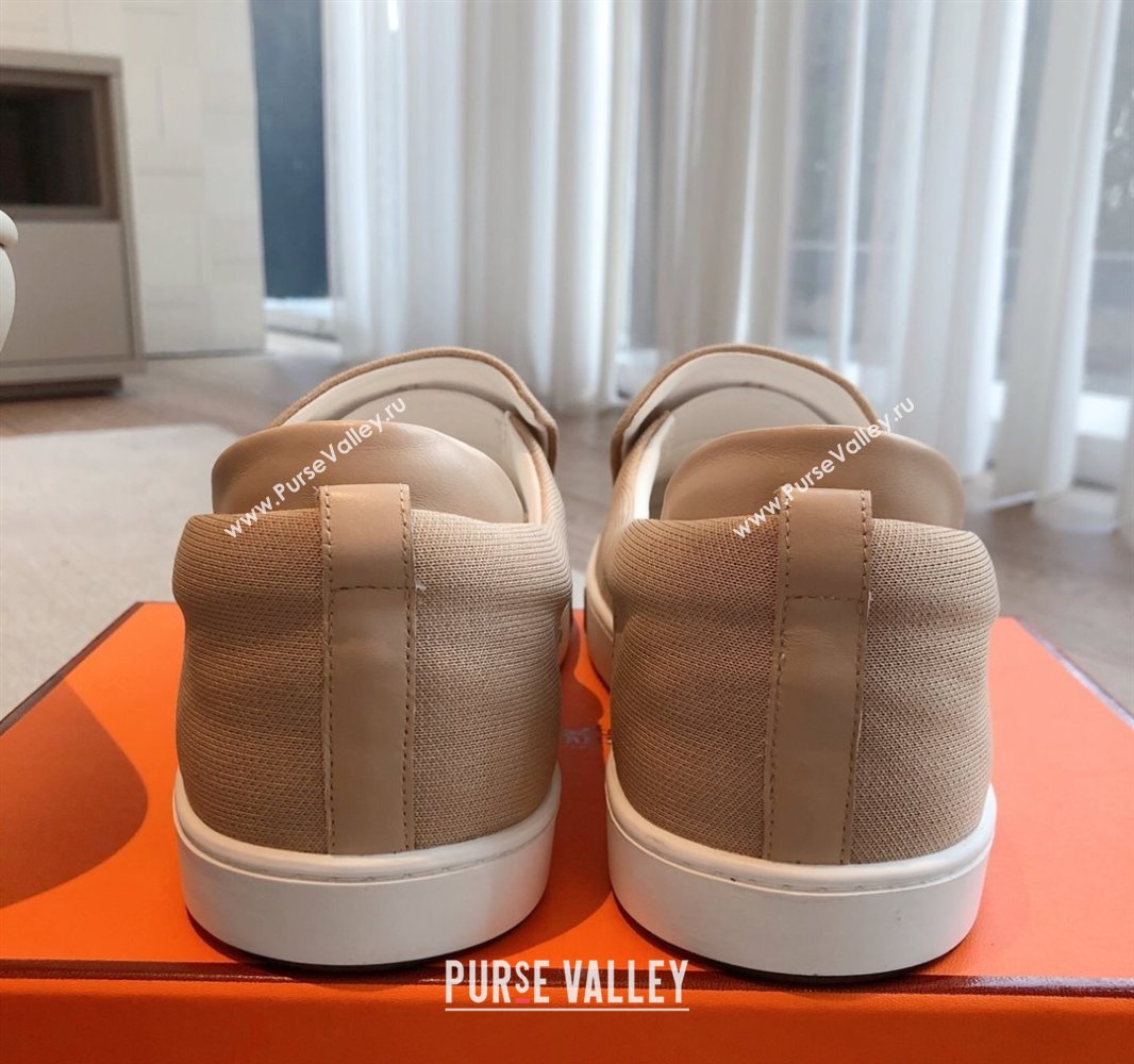 Hermes Kiddy Slip-on Sneakers in Knit Fabric Beige 2025 0418 (XC-250418152)