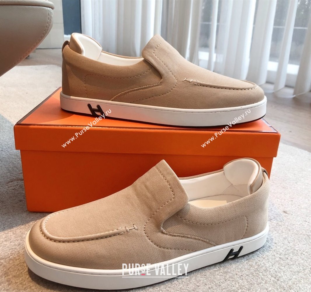 Hermes Kiddy Slip-on Sneakers in Knit Fabric Beige 2025 0418 (XC-250418152)