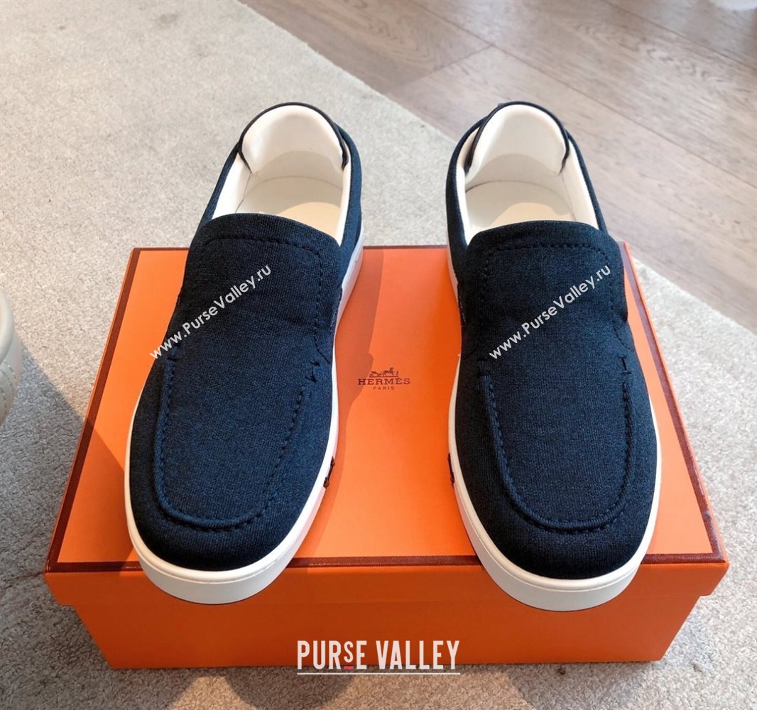 Hermes Kiddy Slip-on Sneakers in Knit Fabric Dark Blue 2025 0418 (XC-250418153)