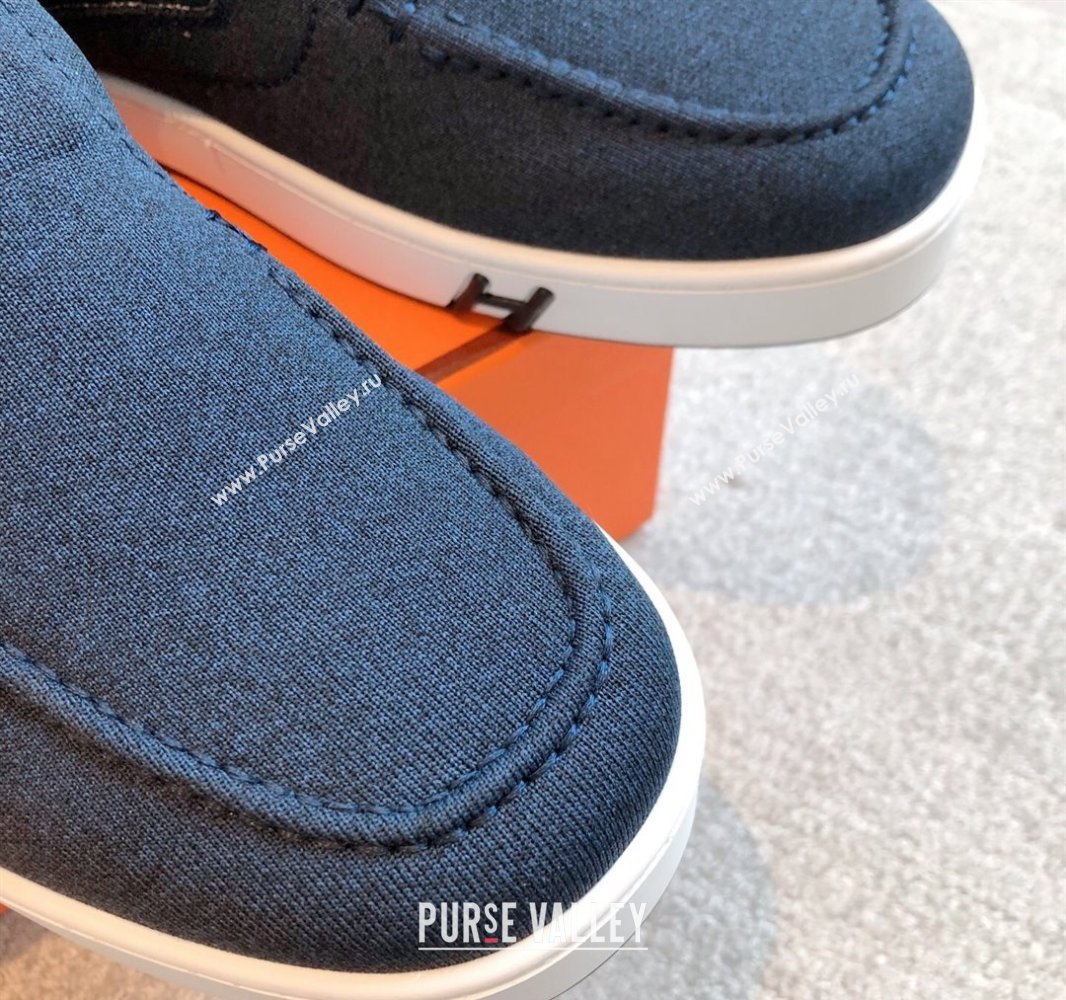 Hermes Kiddy Slip-on Sneakers in Knit Fabric Dark Blue 2025 0418 (XC-250418153)
