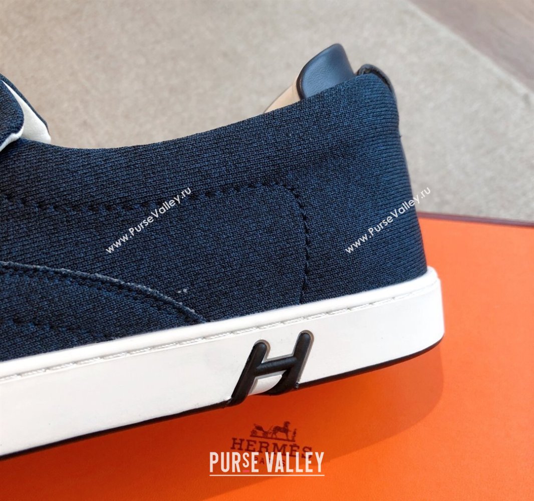 Hermes Kiddy Slip-on Sneakers in Knit Fabric Dark Blue 2025 0418 (XC-250418153)