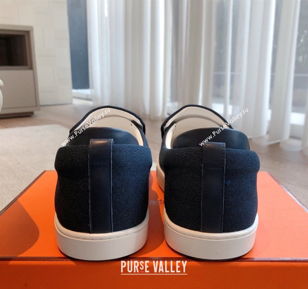 Hermes Kiddy Slip-on Sneakers in Knit Fabric Dark Blue 2025 0418 (XC-250418153)