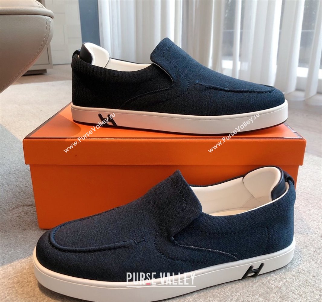 Hermes Kiddy Slip-on Sneakers in Knit Fabric Dark Blue 2025 0418 (XC-250418153)