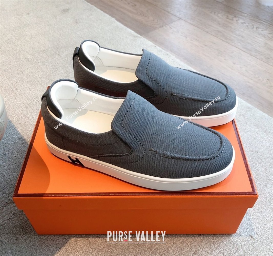 Hermes Kiddy Slip-on Sneakers in Knit Fabric Dark Grey 2025 0418 (XC-250418154)