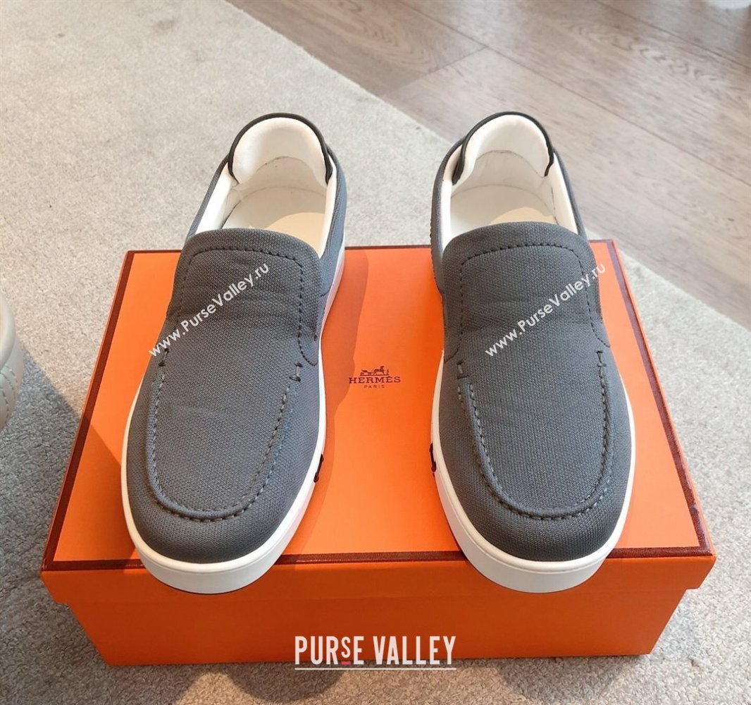 Hermes Kiddy Slip-on Sneakers in Knit Fabric Dark Grey 2025 0418 (XC-250418154)