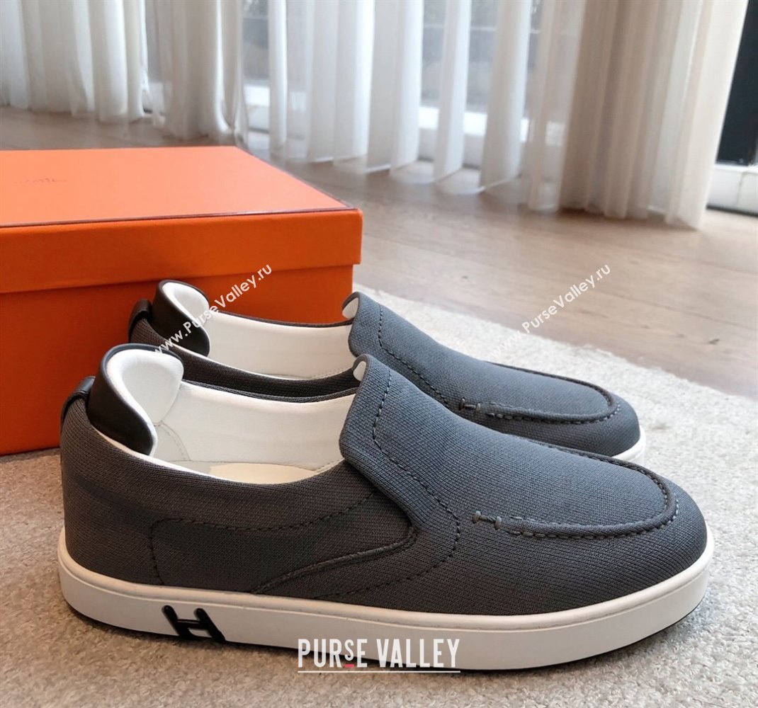 Hermes Kiddy Slip-on Sneakers in Knit Fabric Dark Grey 2025 0418 (XC-250418154)