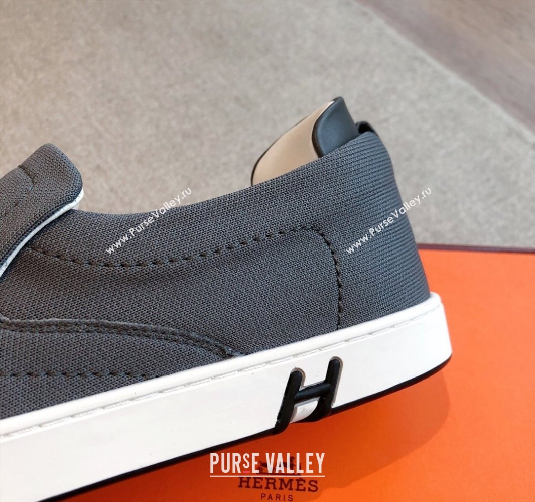 Hermes Kiddy Slip-on Sneakers in Knit Fabric Dark Grey 2025 0418 (XC-250418154)
