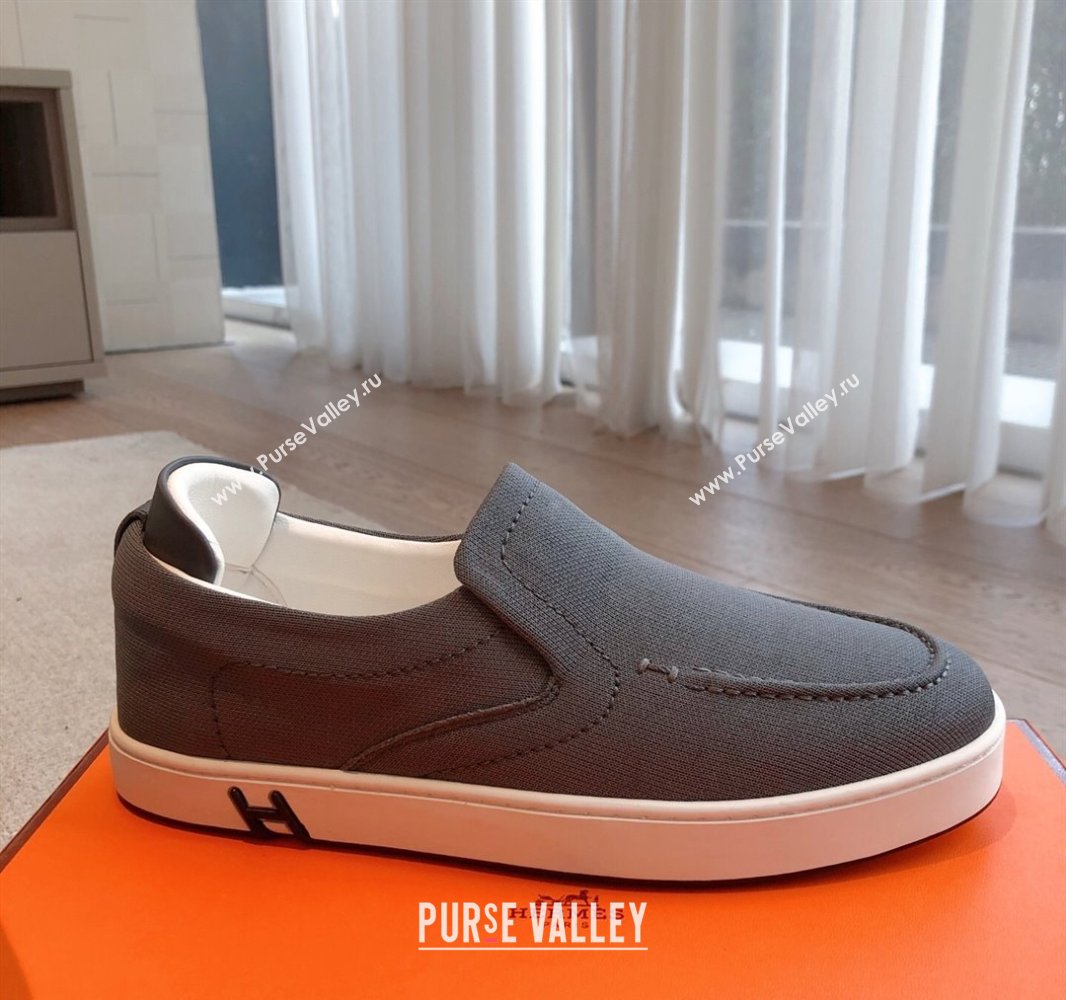 Hermes Kiddy Slip-on Sneakers in Knit Fabric Dark Grey 2025 0418 (XC-250418154)