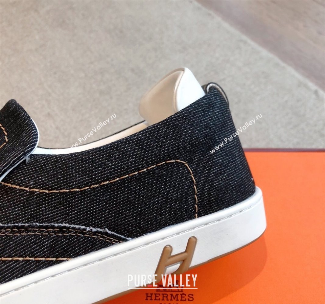 Hermes Kiddy Slip-on Sneakers in Denim Dark Blue 2025 0418 (XC-250418156)