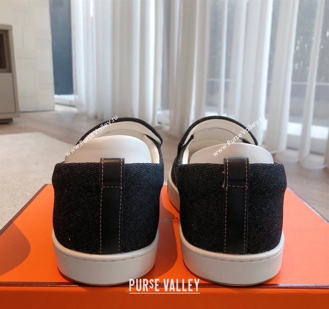 Hermes Kiddy Slip-on Sneakers in Denim Dark Blue 2025 0418 (XC-250418156)