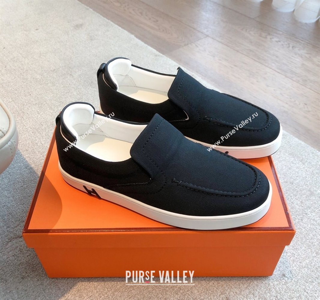 Hermes Kiddy Slip-on Sneakers in Knit Fabric Black 2025 0418 (XC-250418158)