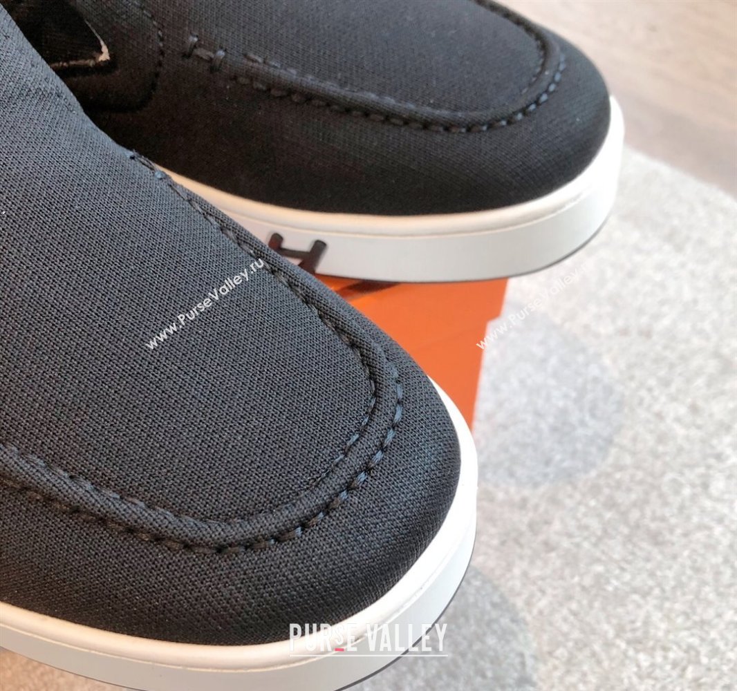 Hermes Kiddy Slip-on Sneakers in Knit Fabric Black 2025 0418 (XC-250418158)