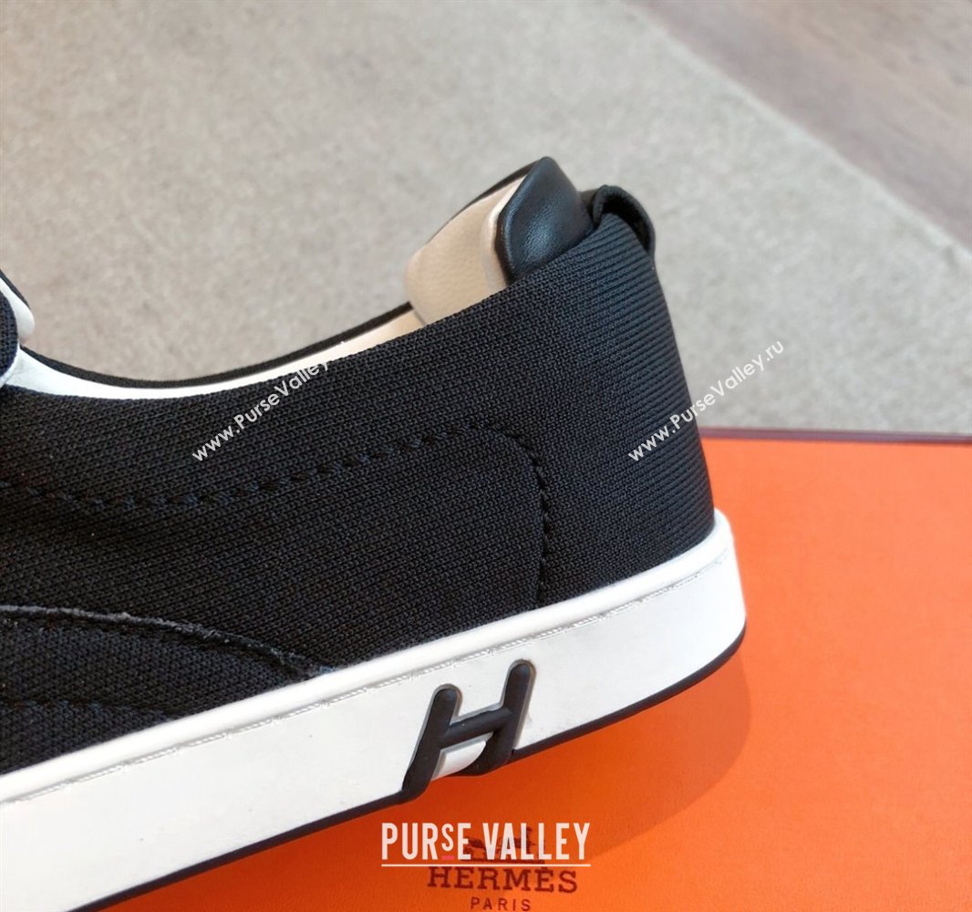 Hermes Kiddy Slip-on Sneakers in Knit Fabric Black 2025 0418 (XC-250418158)