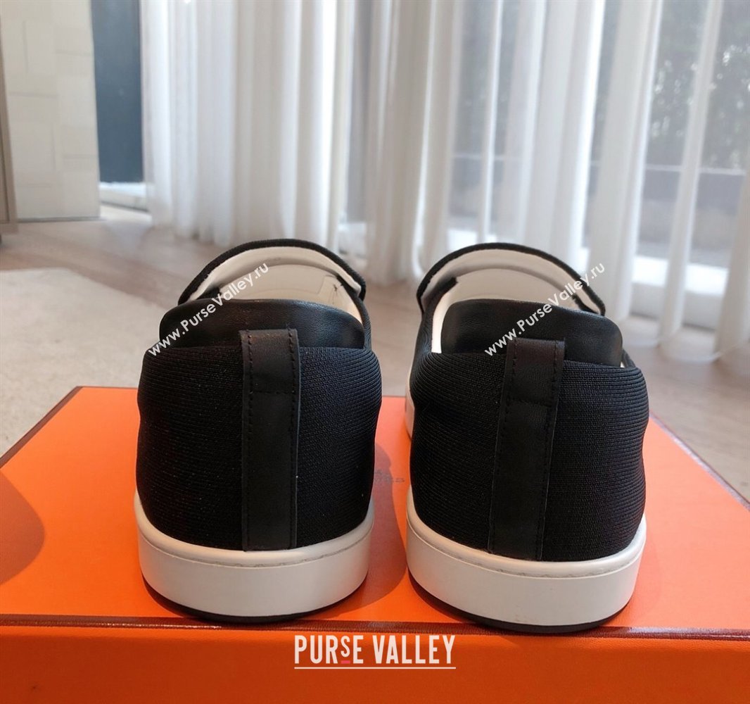 Hermes Kiddy Slip-on Sneakers in Knit Fabric Black 2025 0418 (XC-250418158)