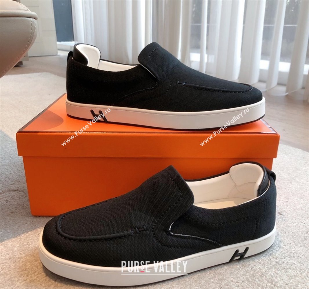 Hermes Kiddy Slip-on Sneakers in Knit Fabric Black 2025 0418 (XC-250418158)