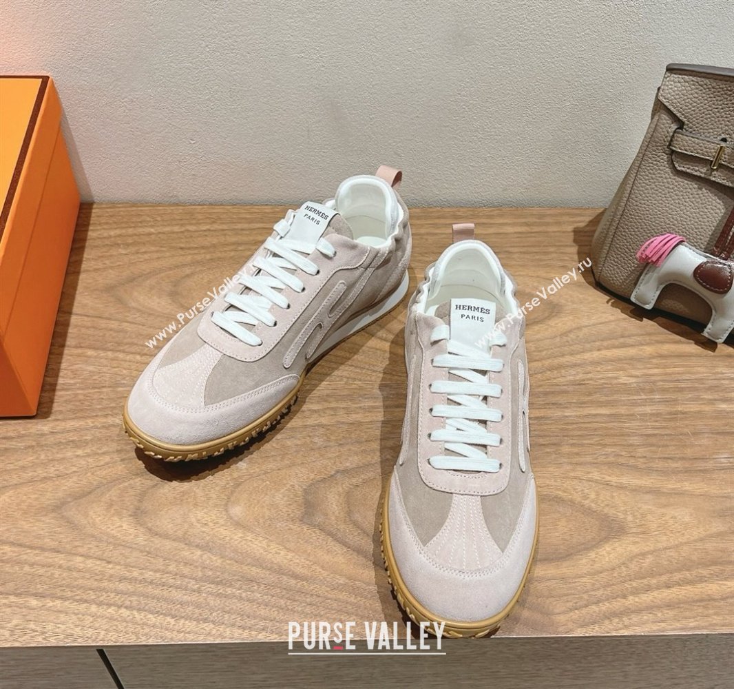 Hermes Jet Sneakers in Suede Goatskin Powder Pink 2025 0418 (XC-250418178)