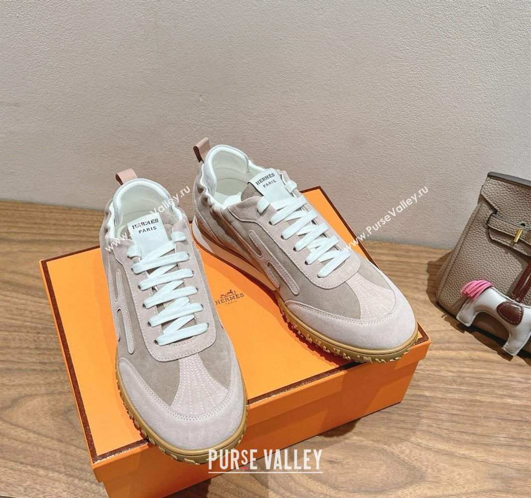 Hermes Jet Sneakers in Suede Goatskin Powder Pink 2025 0418 (XC-250418178)