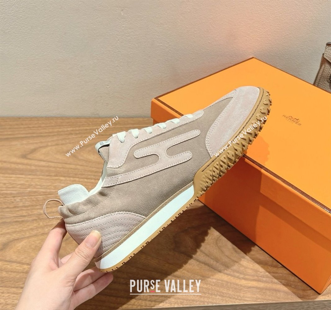 Hermes Jet Sneakers in Suede Goatskin Powder Pink 2025 0418 (XC-250418178)