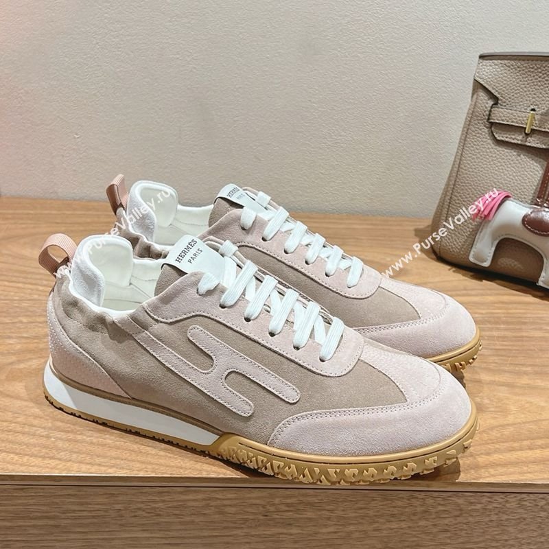 Hermes Jet Sneakers in Suede Goatskin Powder Pink 2025 0418 (XC-250418178)