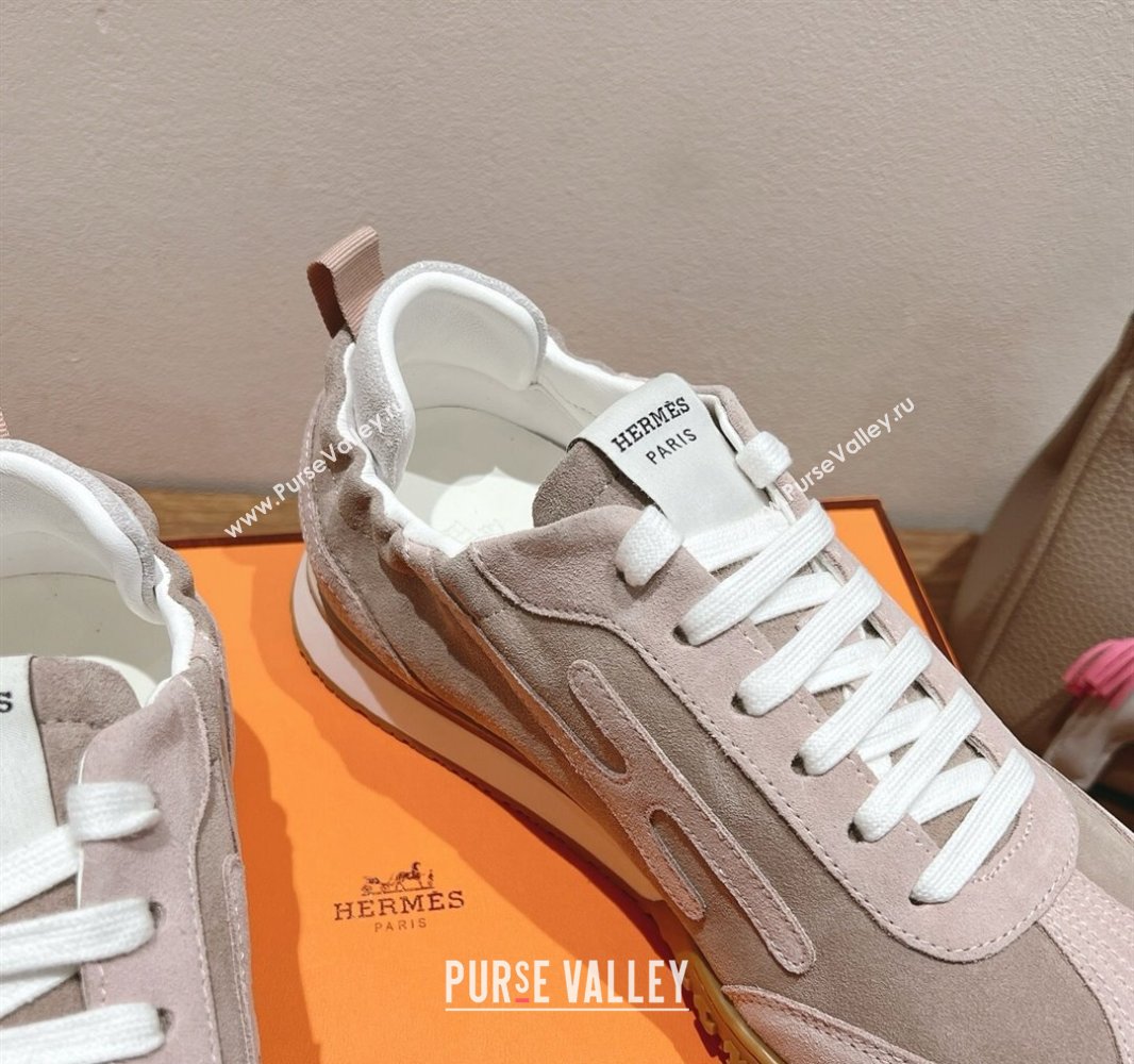 Hermes Jet Sneakers in Suede Goatskin Powder Pink 2025 0418 (XC-250418178)
